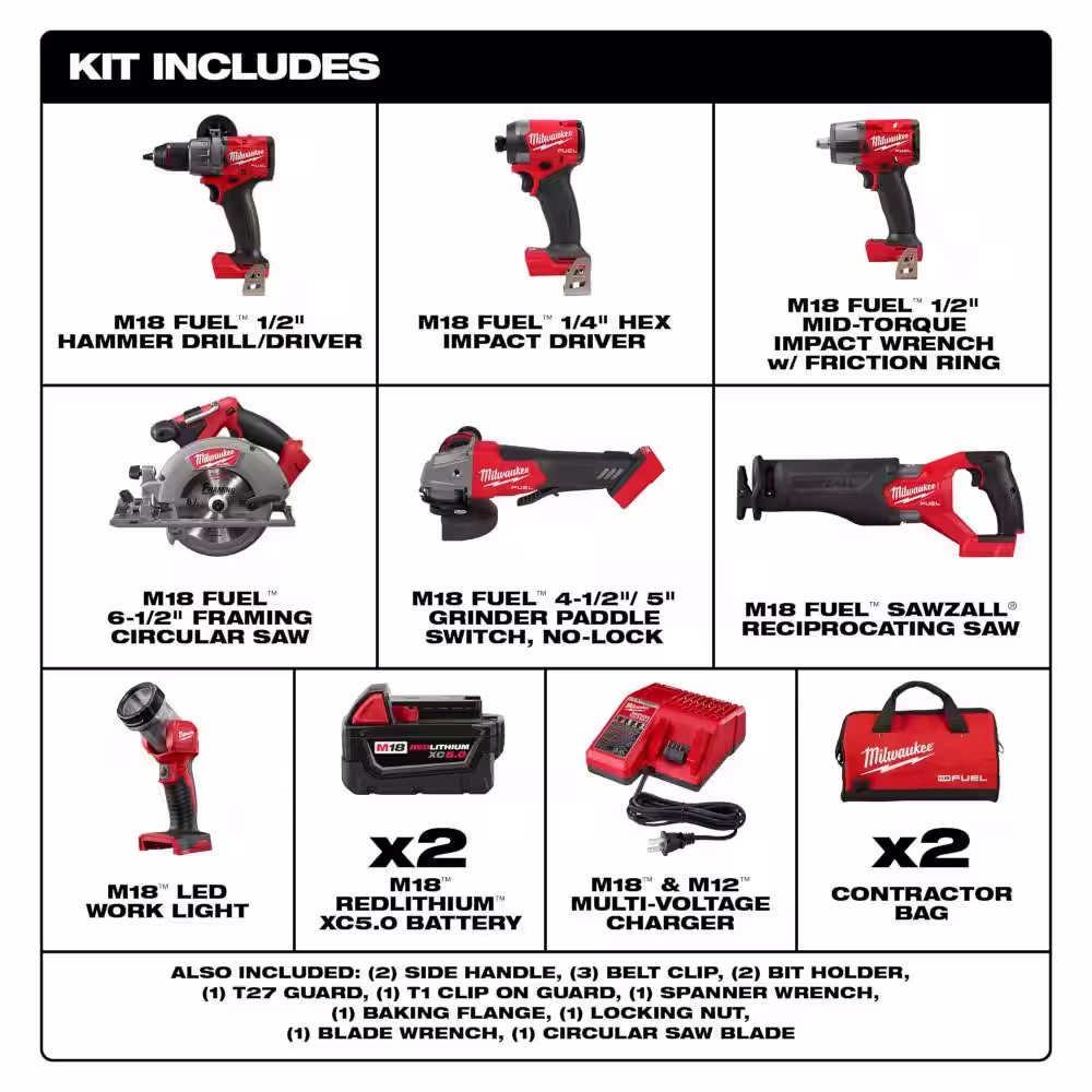 Milwaukee M18 FUEL 18-Volt Lithium-Ion Brushless Cordless Combo Kit (7-Tool) w/M18 FUEL PACKOUT Vacuum