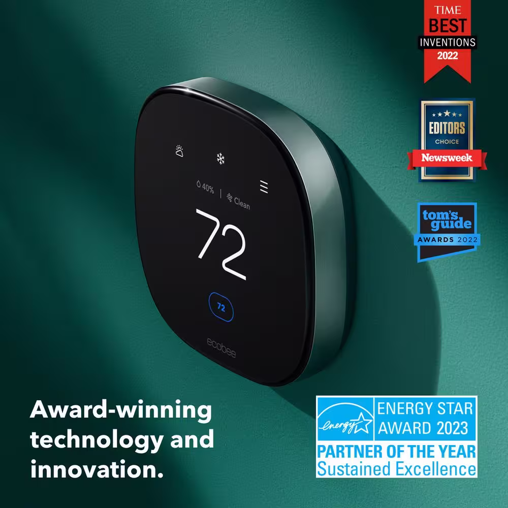 ecobee Smart Thermostat Premium with Smart Sensor and Air Quality Monitor Wifi Works with Siri, Alexa, Google Assistant
