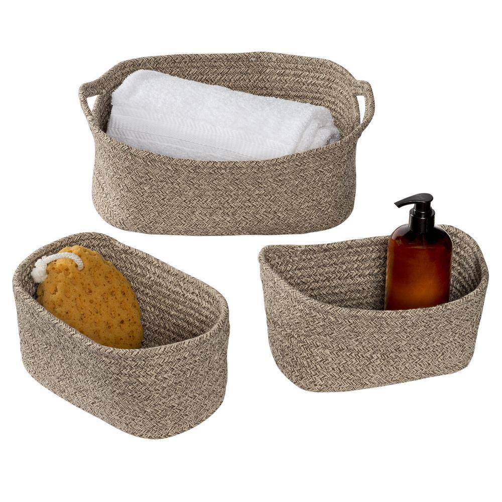 Honey-Can-Do 1 Gal. Cotton Storage Bin in Tan (3-Pack)