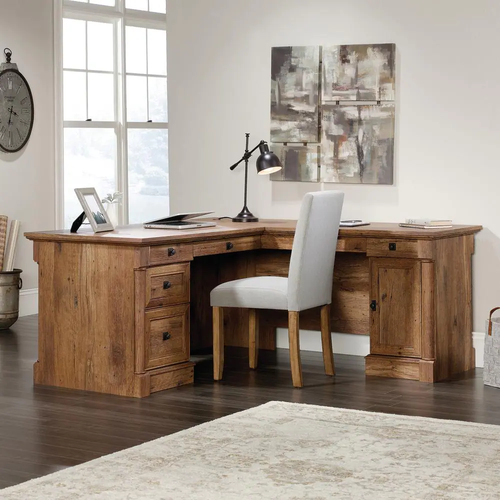 SAUDER Palladia Vintage Oak L-Shaped Desk