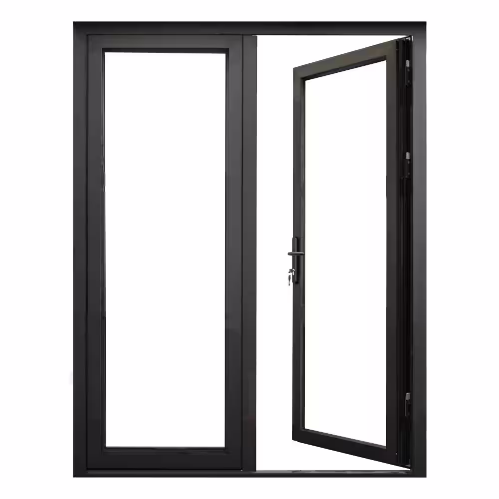 None Teza French Doors 61.5 in. x 96 in. Matte Black Aluminum French Door Full Lite Right Hand Inswing