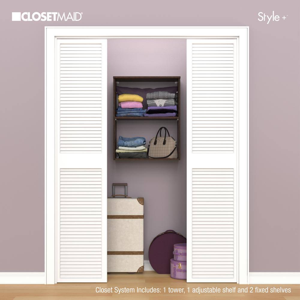 ClosetMaid Style+ 14.59 in. D x 25.12 in. W x 31.28 in. H Chocolate Wood Closet System Hanging Tower