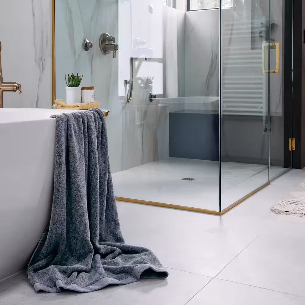 None Melange Viscose from Bamboo Cotton Bath Sheet - Charcoal
