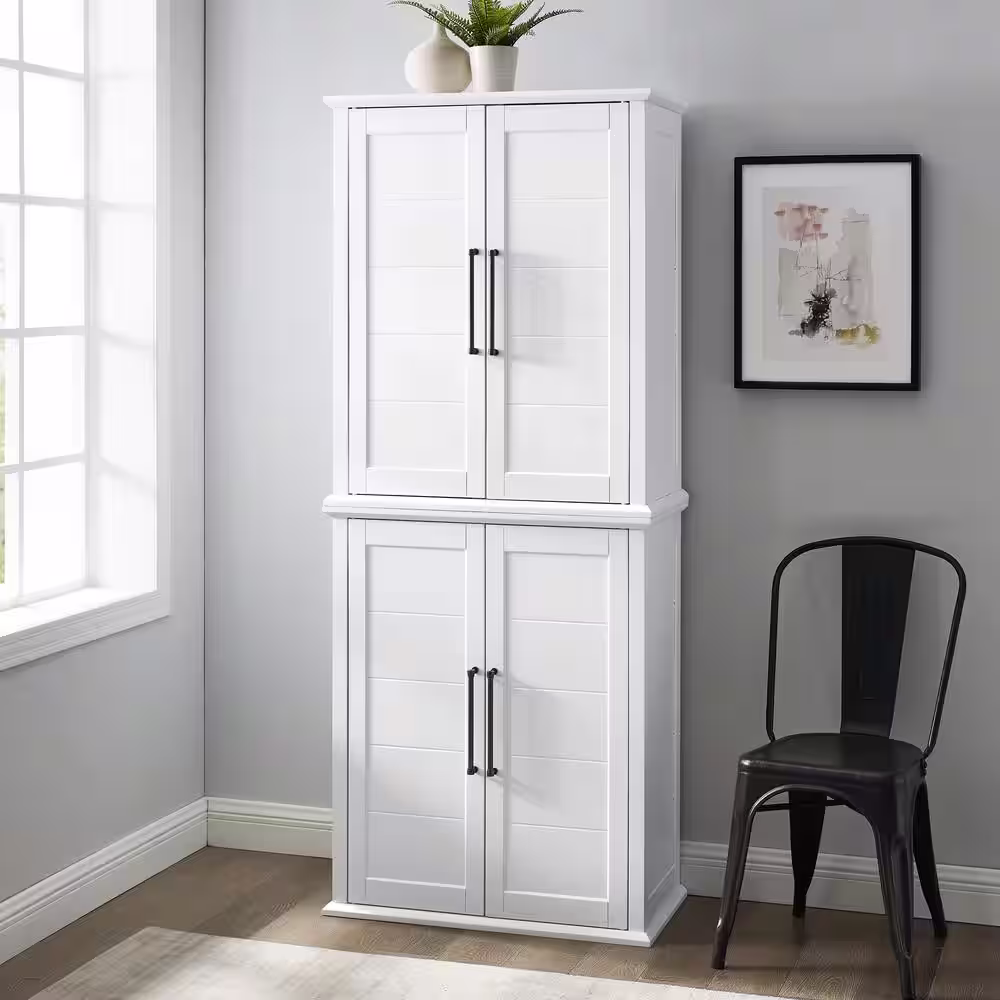 CROSLEY FURNITURE Bartlett White Tall Food Pantry