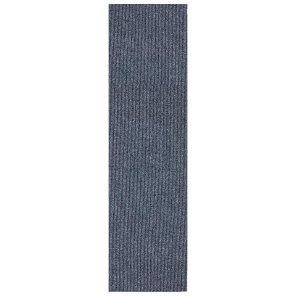 Sweet Home Stores Ribbed Waterproof Non-Slip Rubberback Solid Runner Rug 2 ft. 7 in. x 9 ft. 10 in. GrayPolyester Garage Flooring
