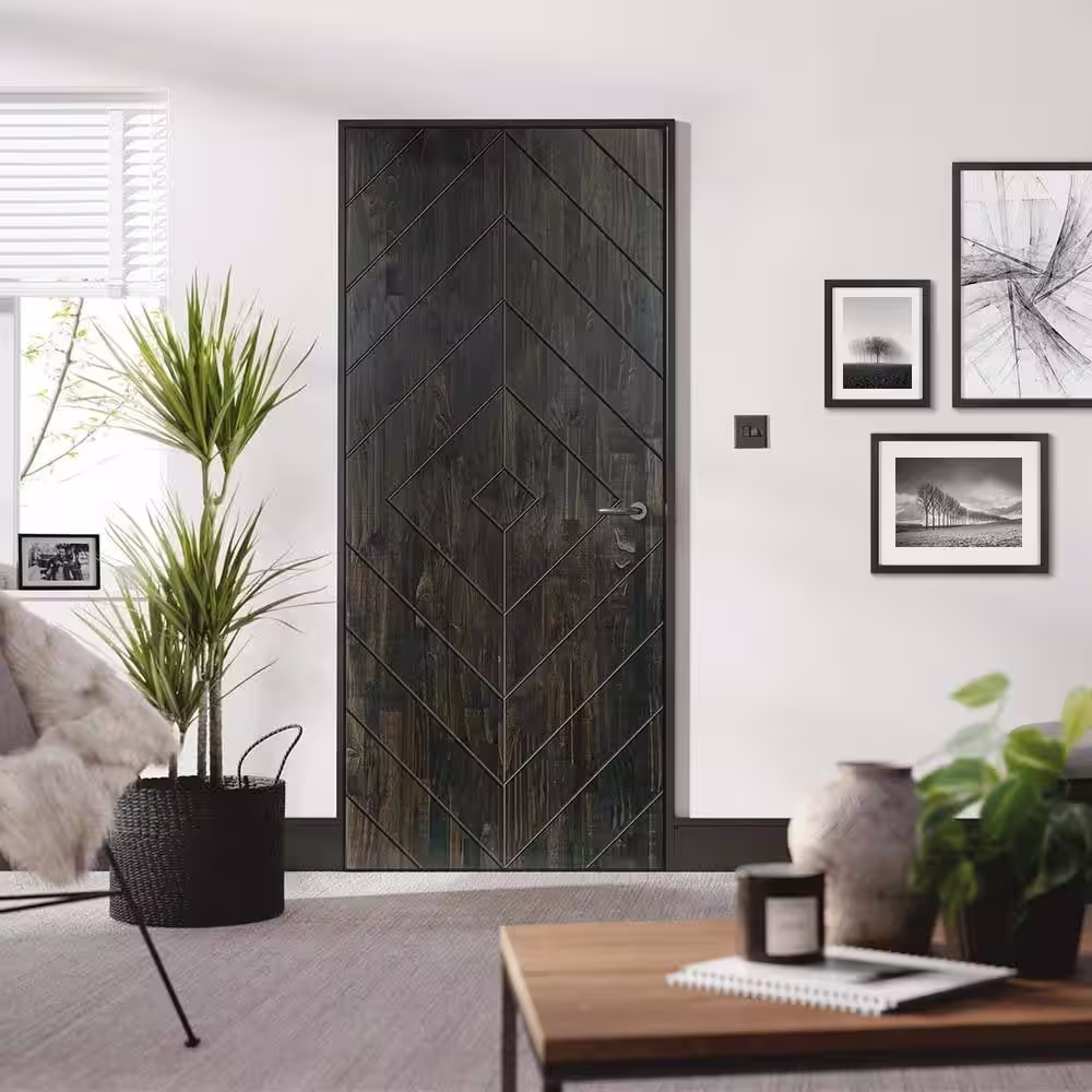 CALHOME 42 in. x 84 in. Hollow Core Charcoal Black-Stained Solid Wood Interior Door Slab