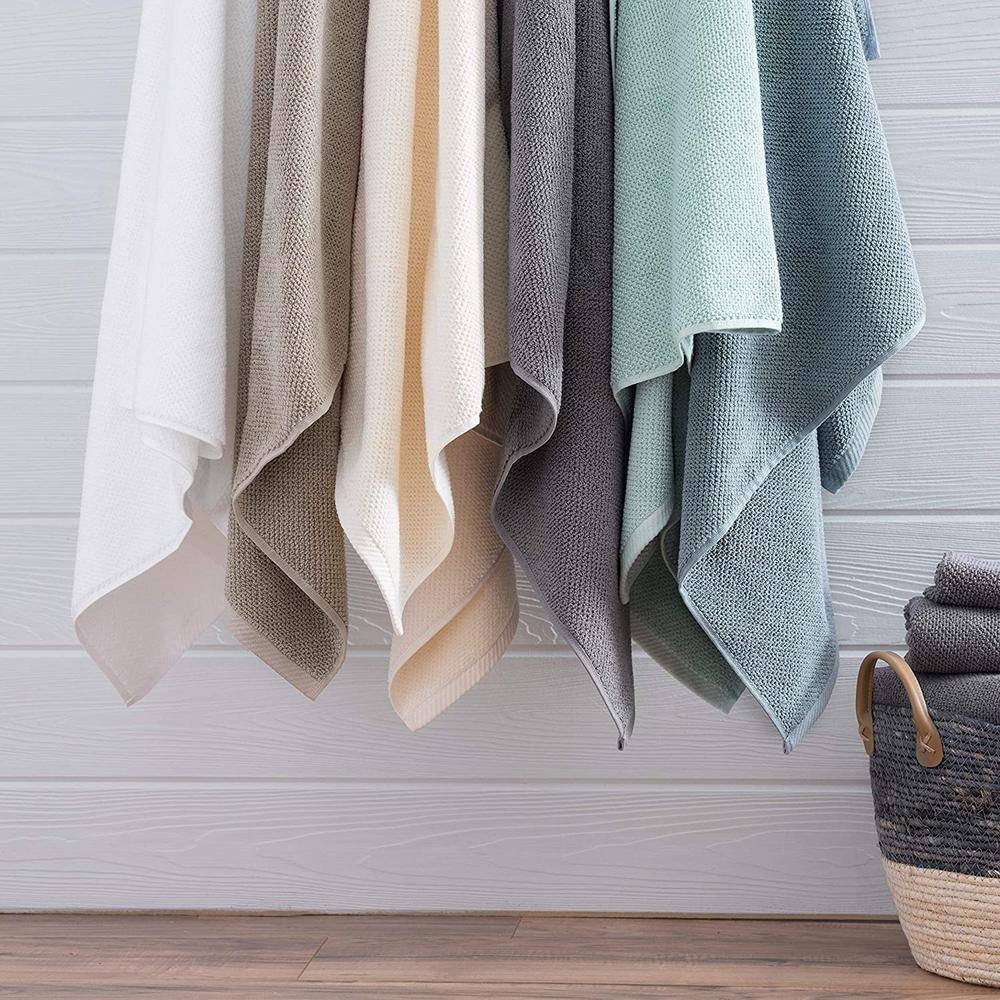 None 100% Cotton WHITE POPCORN BATH TOWELS - (4 Pack)