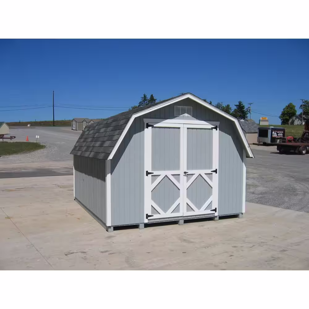 LITTLE COTTAGE CO. Classic Gambrel 10 ft. x 12 ft. Wood Storage Building DIY Kit with 4 ft. Sidewalls with Floor