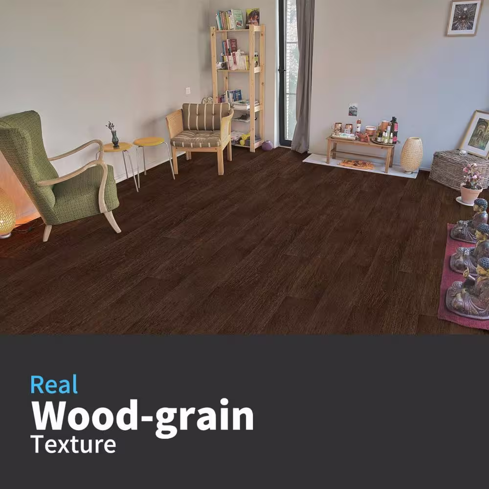 Art3d Brown Stone 12 MIL x 6 in. W Water Resistant Peel and Stick Wood Plank Vinyl Flooring Tile (54 sq. ft.)