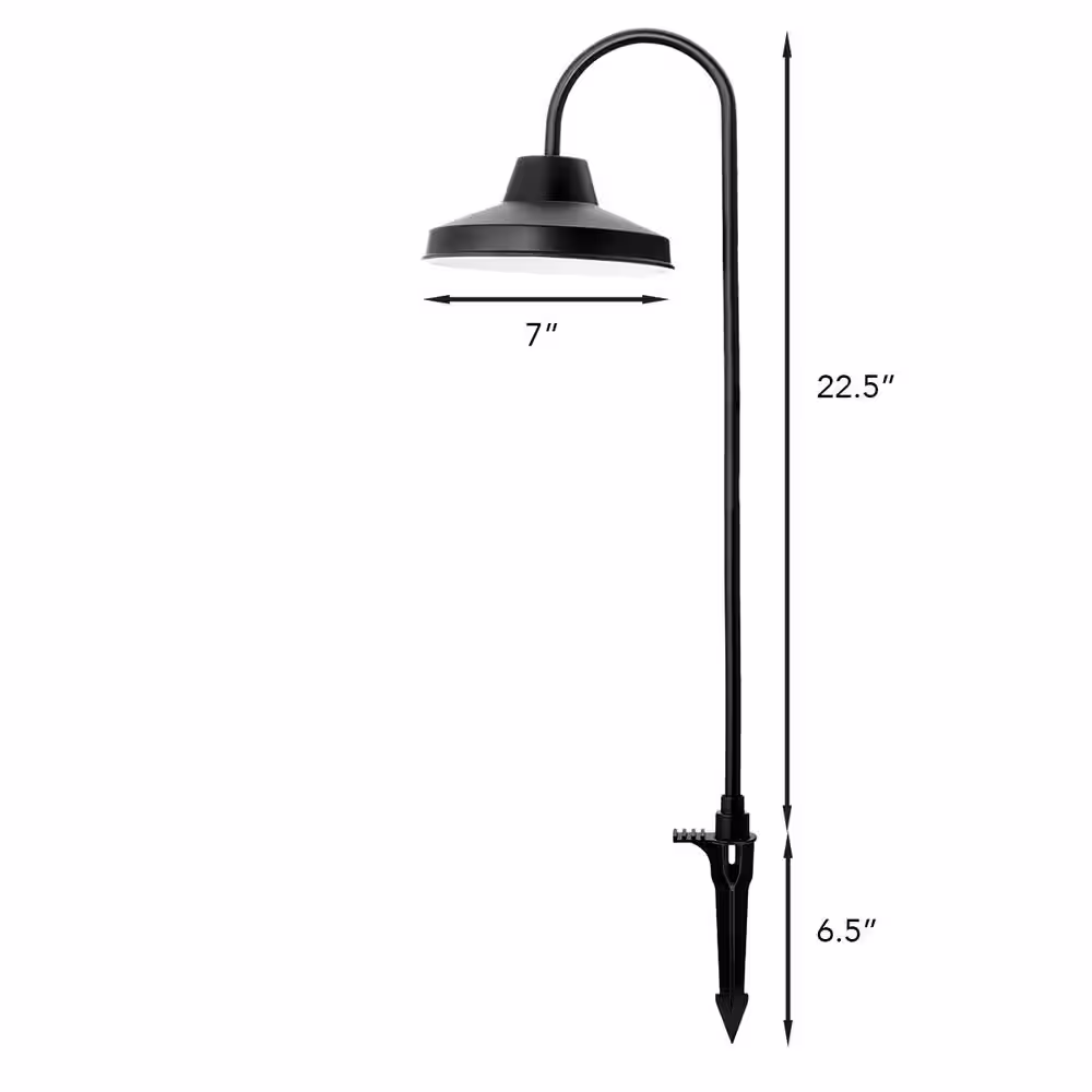 Hampton Bay Covington Low Voltage Black LED Shepherd Hook Modern Farmhouse Outdoor Landscape Path Light
