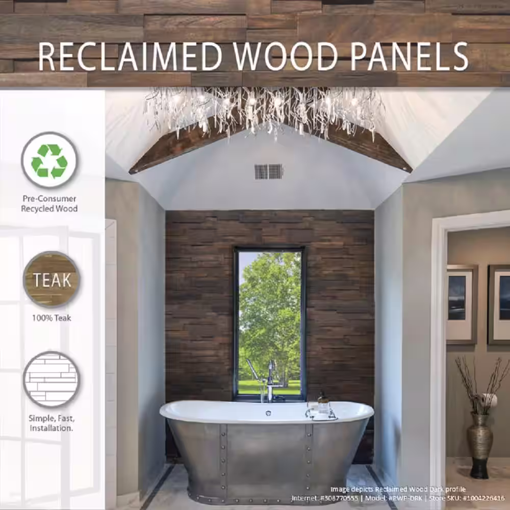 Realstone Systems Reclaimed Wood 1/2 in. x 24 in. x 12 in. Natural Teak Wood Wall Panel (10-Panels/Box)