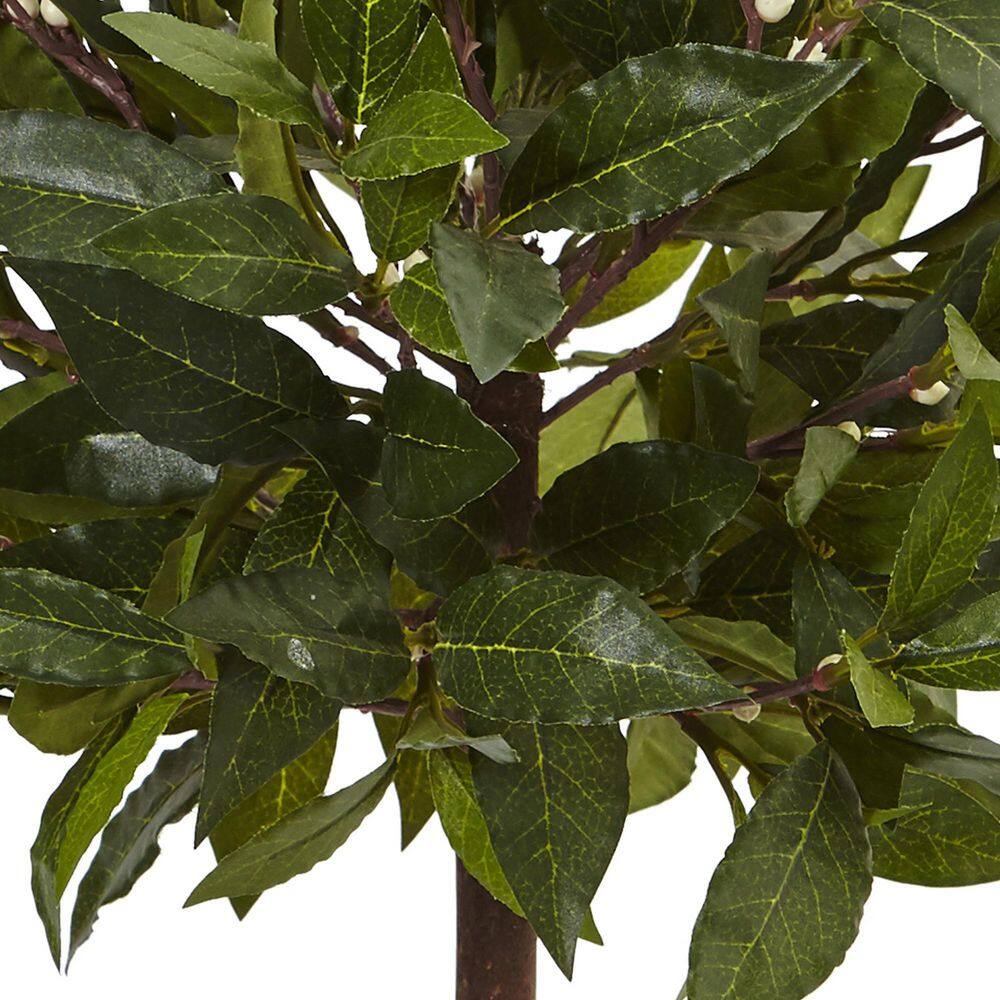 Nearly Natural Indoor Sweet Bay Artificial Tree in White Glossy Cylinder
