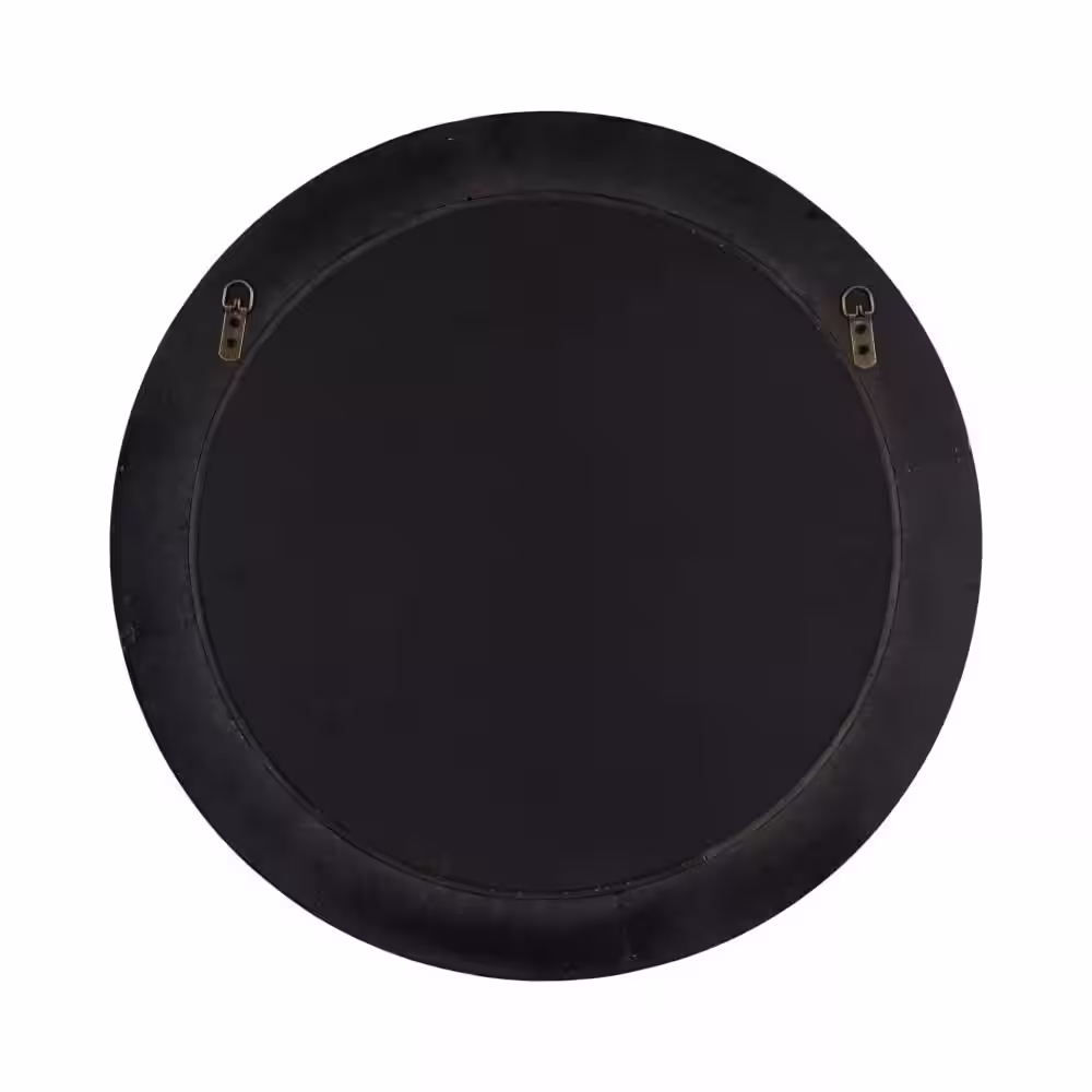 Kate and Laurel Palmer 26.00 in. W x 26.00 in. H Blue Round Farmhouse Framed Decorative Wall Mirror