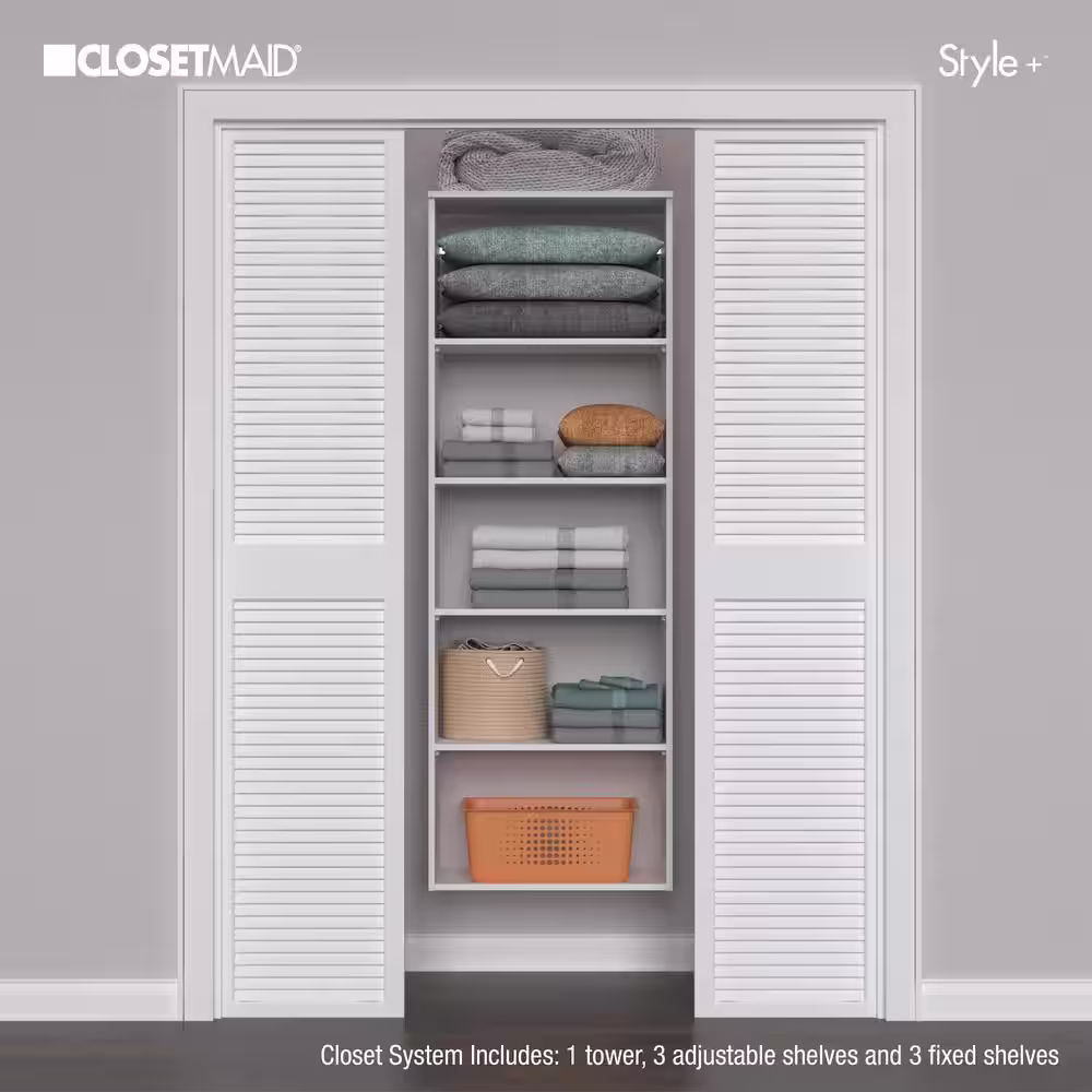 ClosetMaid Style+ 25 in. W White Hanging Wood Closet Tower