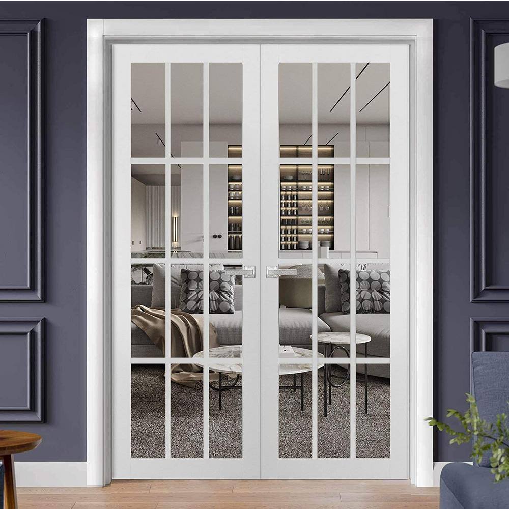 Sartodoors 3355 48 in. x 84 in. Universal Handling Frosted Glass Solid Core White Finished Pine Wood Interior Door Slab