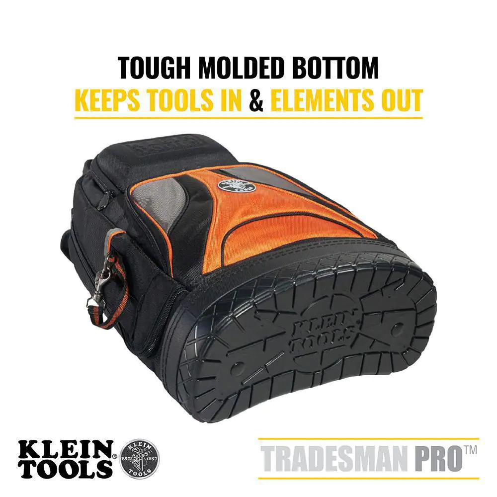 Klein Tools Tradesman Pro Tool Bag Backpack, 39 Pockets, Black, 14-Inch