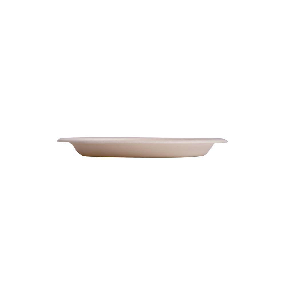 None 7 in. Unbleached Compostable Disposable Paper Plates [150/Pack, 8-Packs/Carton]