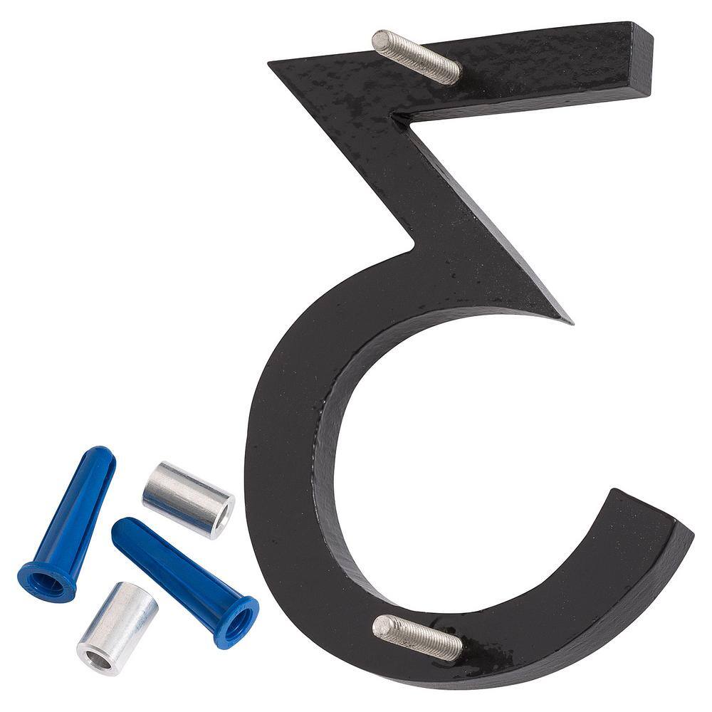 None 10 in. Satin Nickel/Black 2 Tone Aluminum Floating or Flat Modern House Number 3