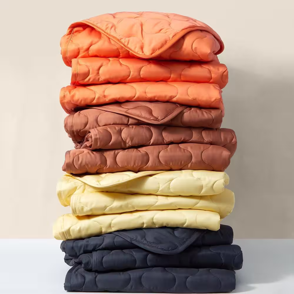 None Buffy Papaya TENCEL Lyocell Puffer Throw Blanket