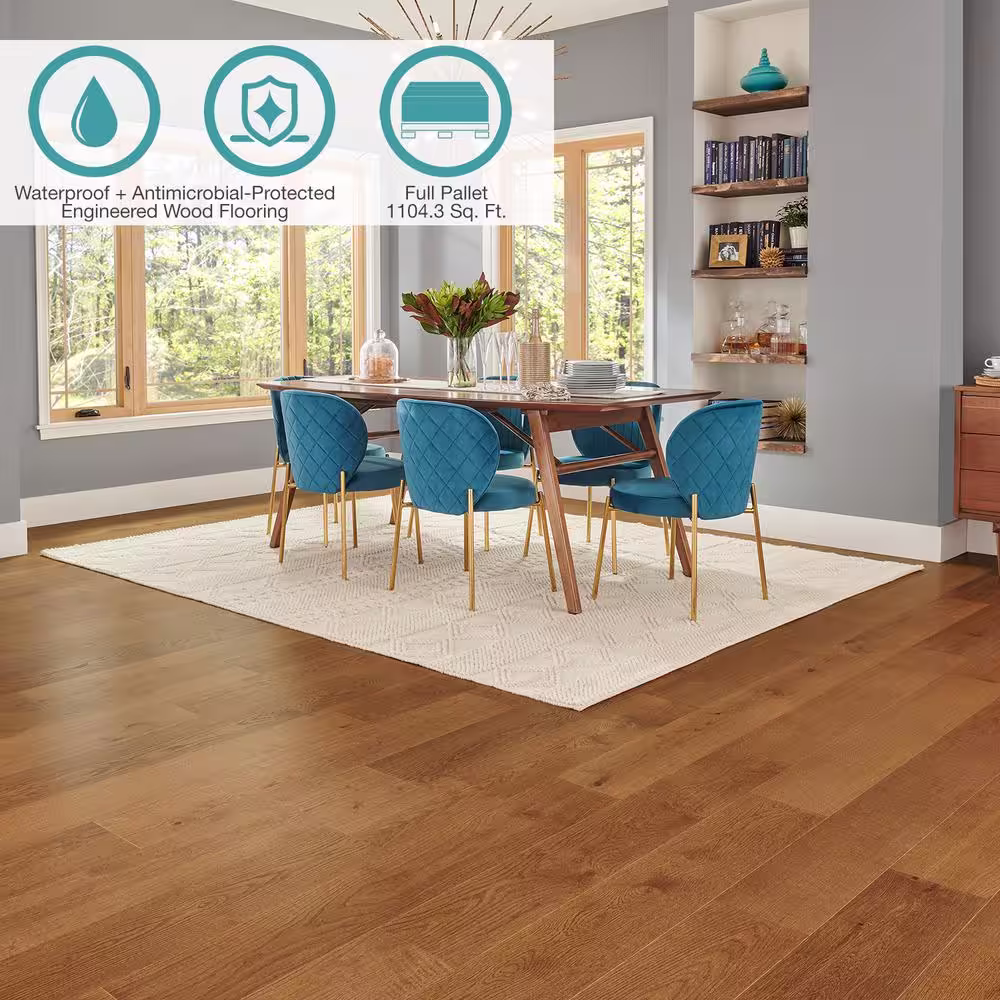Pergo Defense+ Barnes Oak 3/8 in. T x 7.5 in. W Waterproof Distressed Engineered Hardwood Flooring (1104.3 sq.ft/pallet)