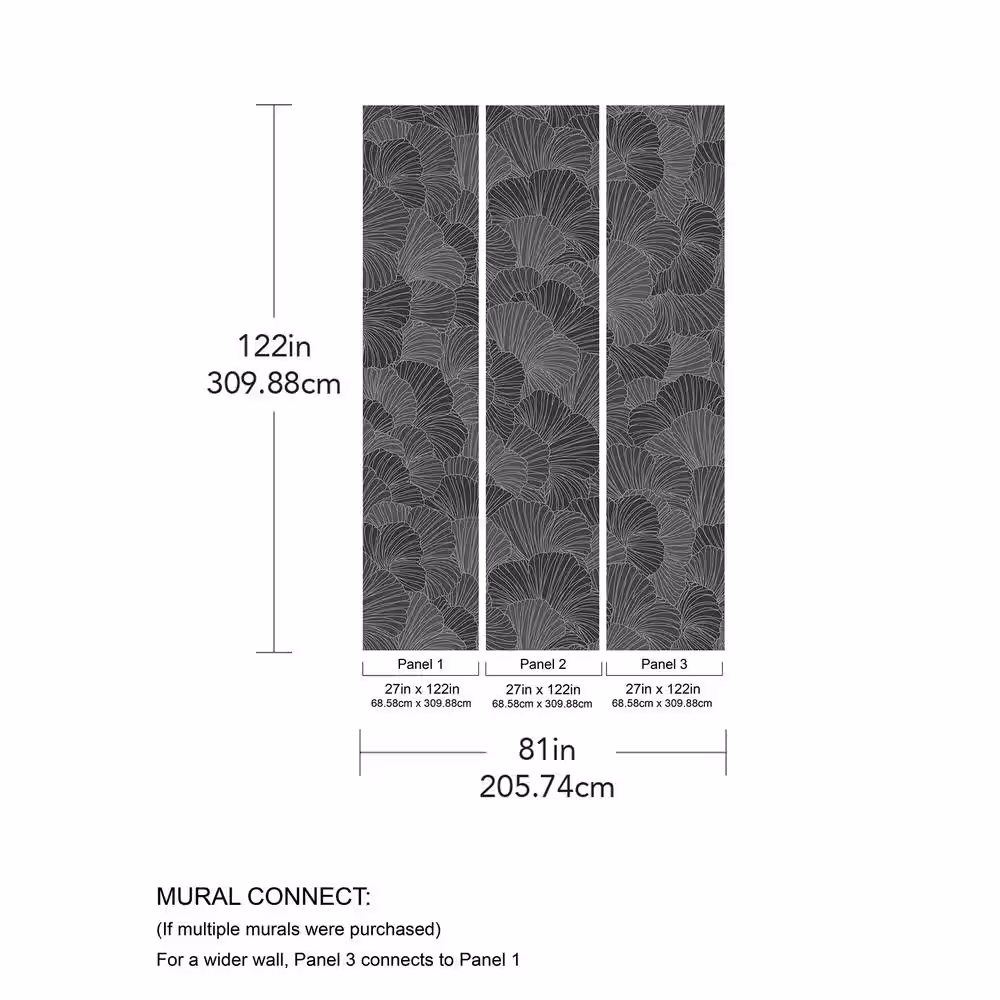 None Petals Charcoal Grey Black Flowers Wall Mural