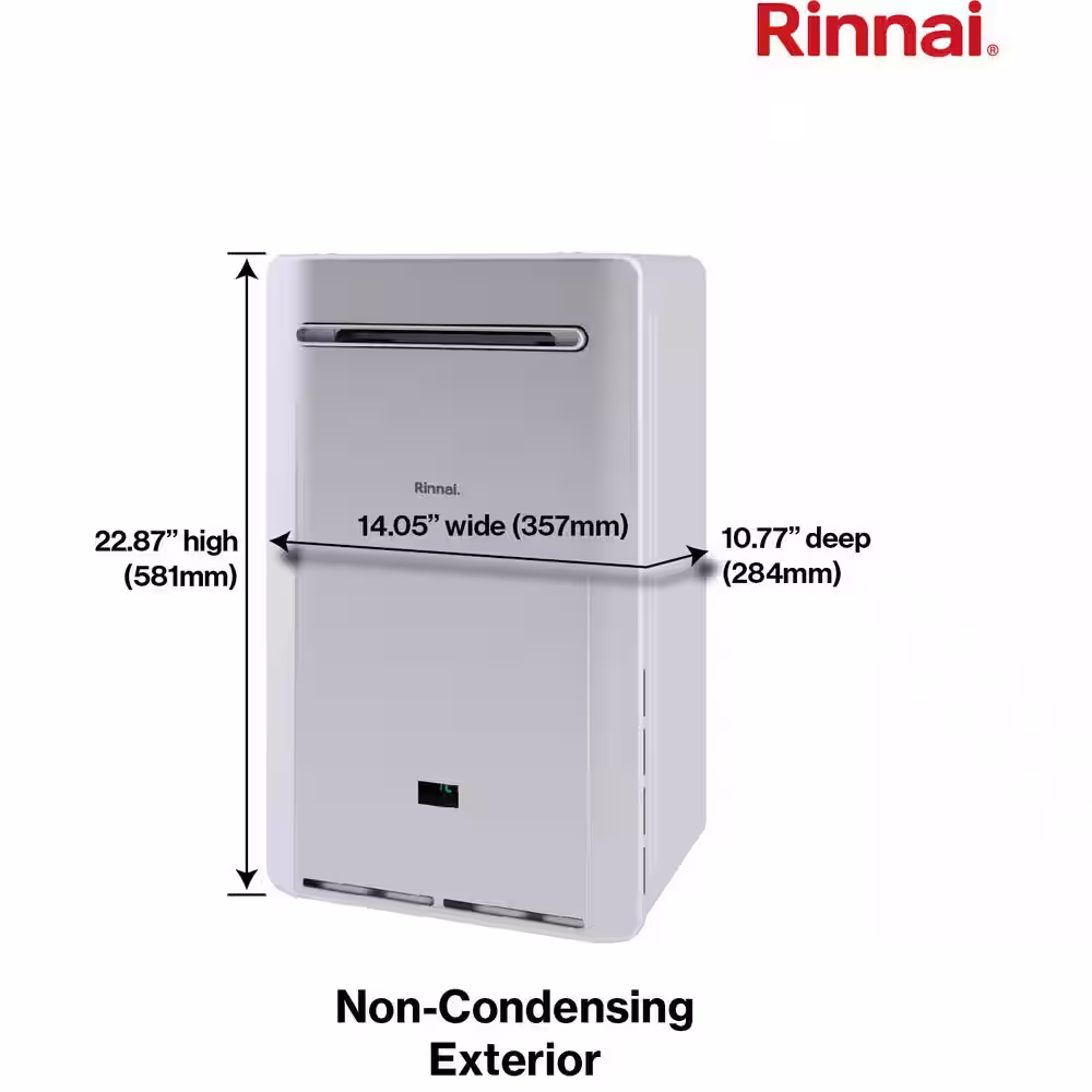 Rinnai High Efficiency Non-Condensing 8.5 GPM Residential 180,000 BTU Exterior Propane Gas Tankless Water Heater