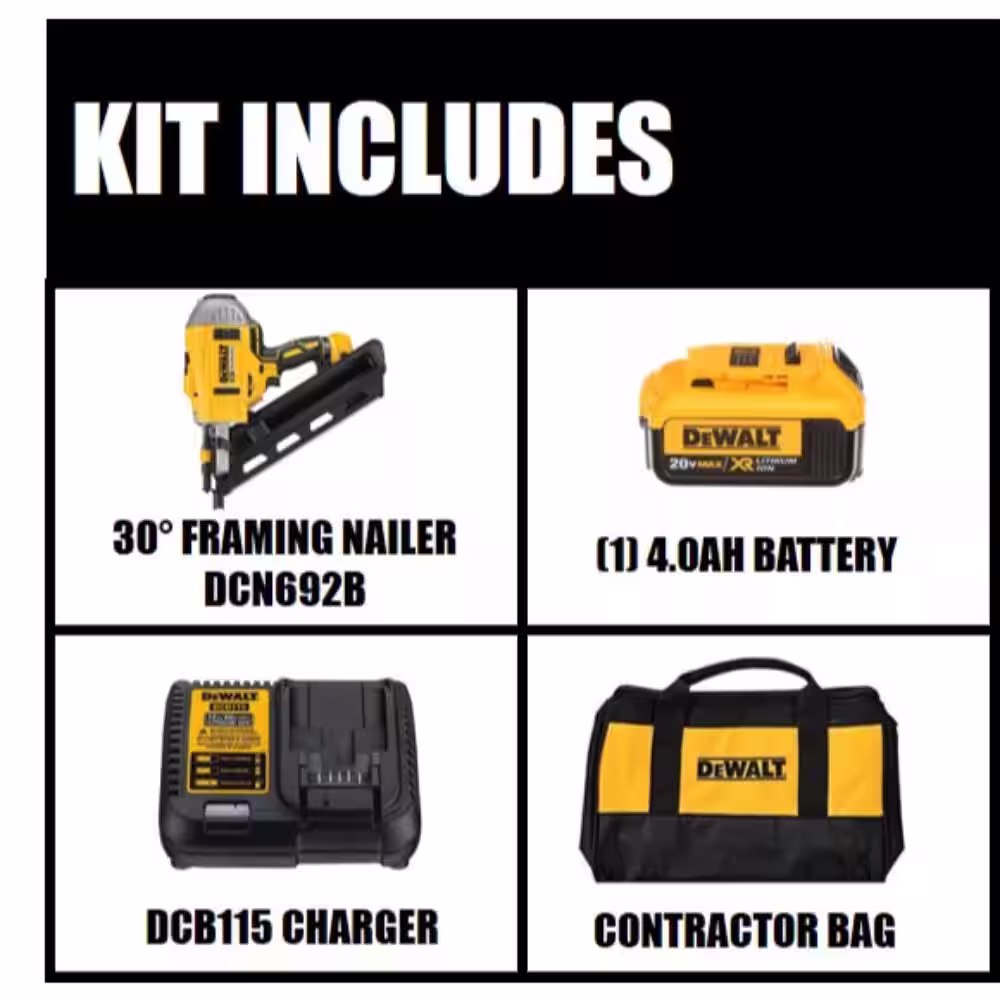 DEWALT 20V MAX Lithium-Ion Cordless Brushless 2-Speed 30Â° Paper Collated Framing Nailer with 4Ah and 5Ah Batteries and Charger