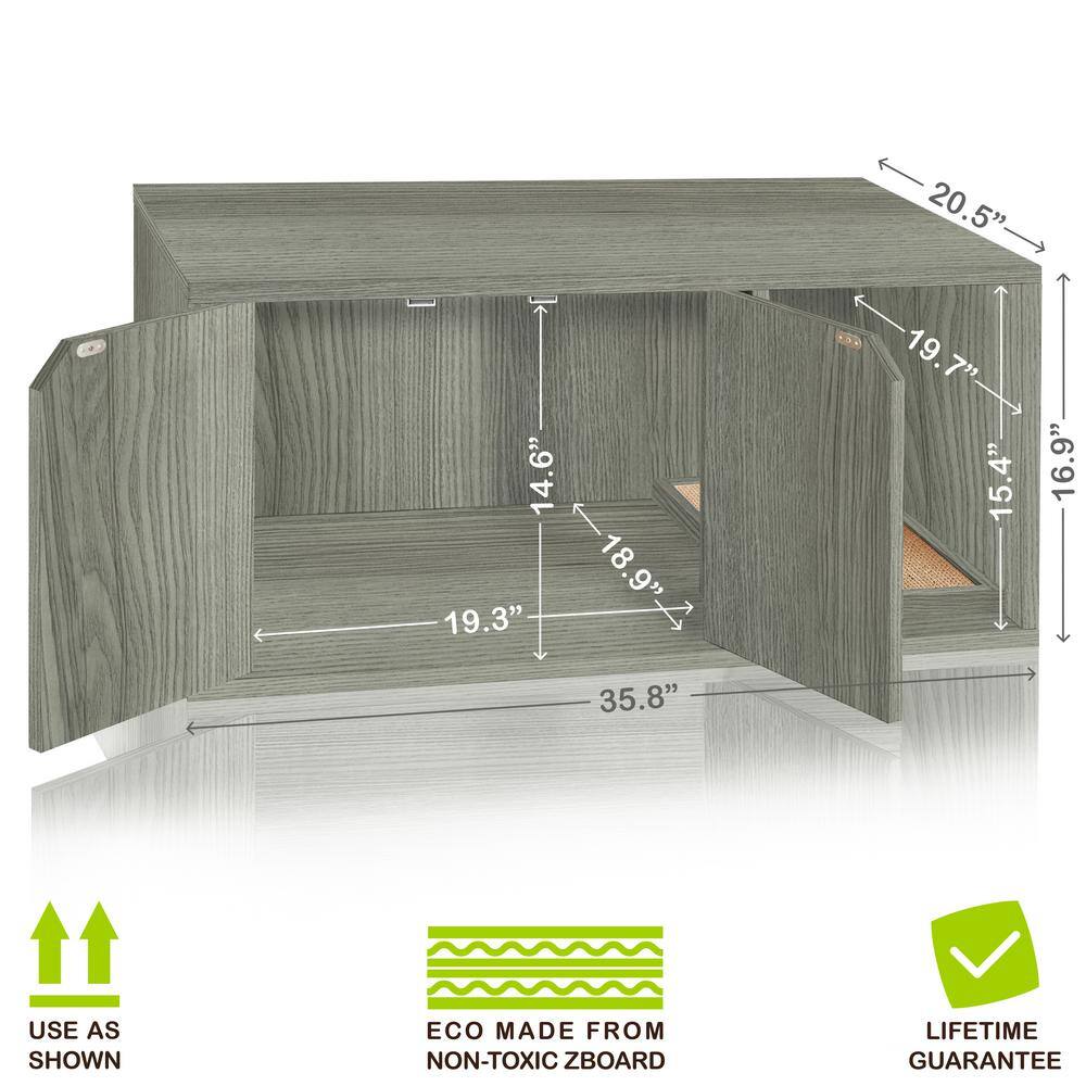 Way Basics Eco zBoard Grey Modern Cat Litter Box Enclosure Furniture