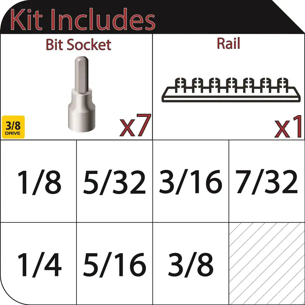Husky 3/8 in. Drive SAE Hex Bit Socket Set (7-Piece)