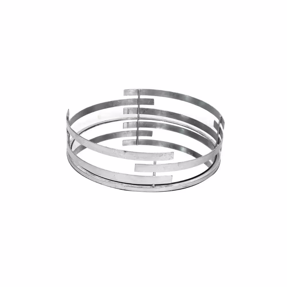 Benjara Silver Round Metal Tray with Mirror Panel Inserts