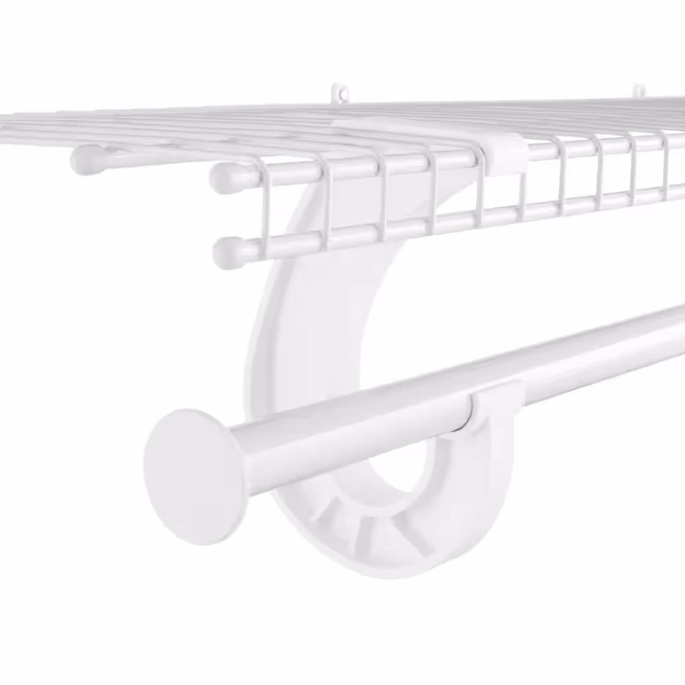Everbilt 48 in. W to 48.82 in. W x 12 in. White Fixed Mount Kit with Closet Rod Adjustable Wire Closet System