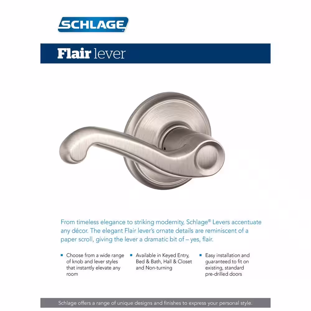 Schlage Flair Antique Brass Keyed Entry Door Handle