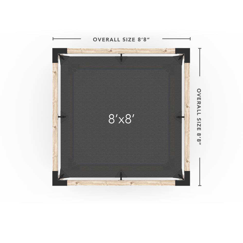 TOJA GRID 8 ft. x 8 ft. 2-Person Black Hammock Pergola Kit with 2 White Shade Sail for 4 in. x 4 in. Wood Posts
