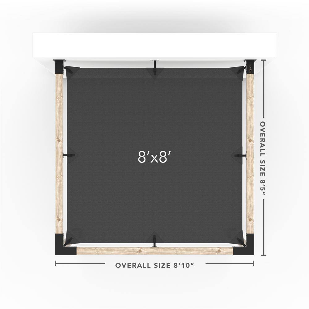 TOJA GRID 8 ft. x 8 ft. Wall Mount Pergola Kit with Denim Shade Sail, for 4x4 Wood