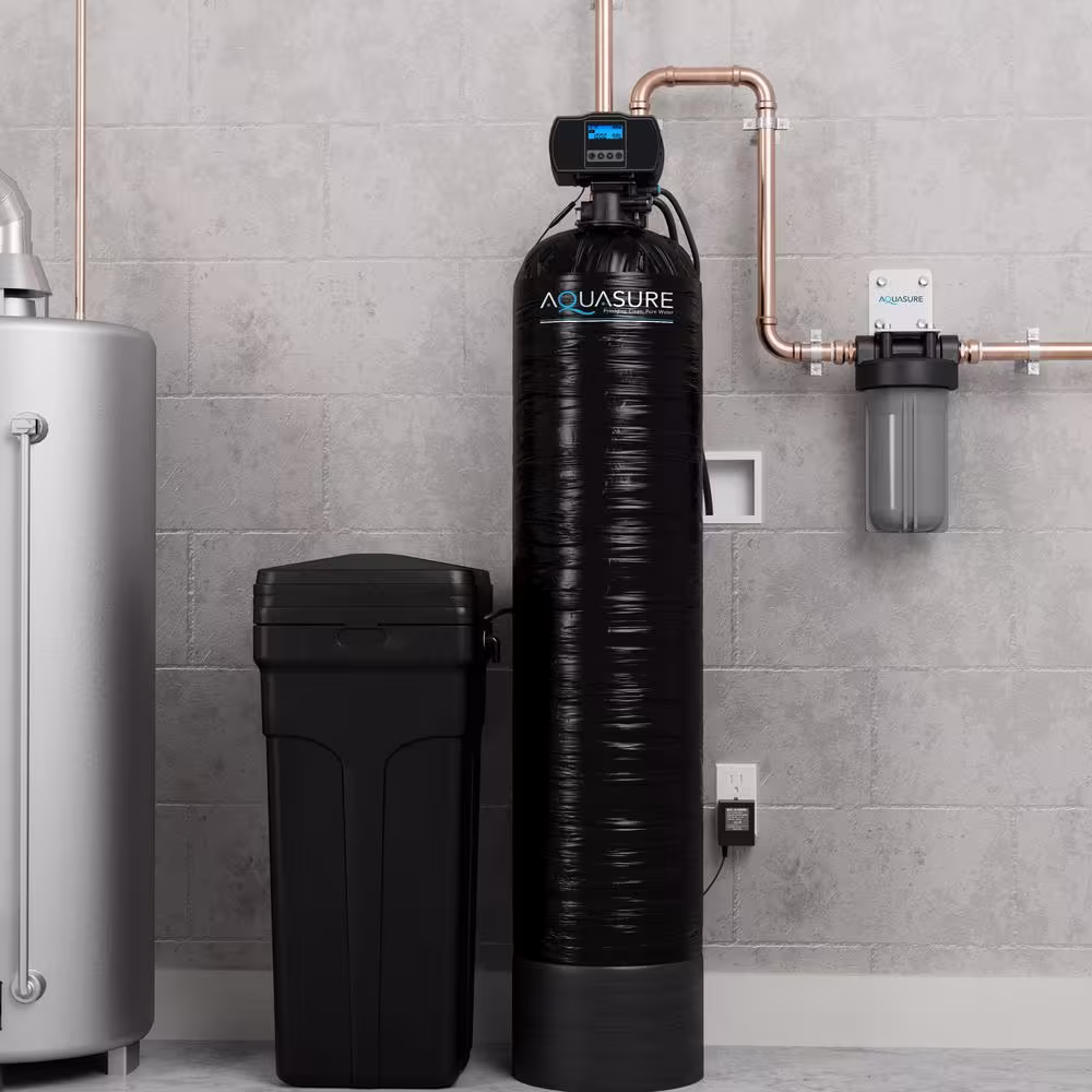 AQUASURE Harmony 64,000 Grain Fine Mesh Water Softener with Pleated Sediment Pre-Filter