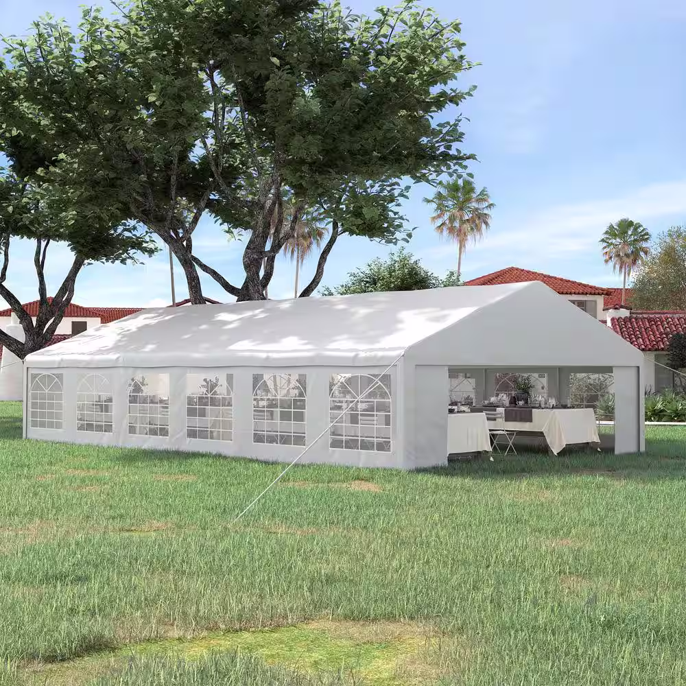 Outsunny Large 39 ft. x 23 ft. White Outdoor Canopy Tent