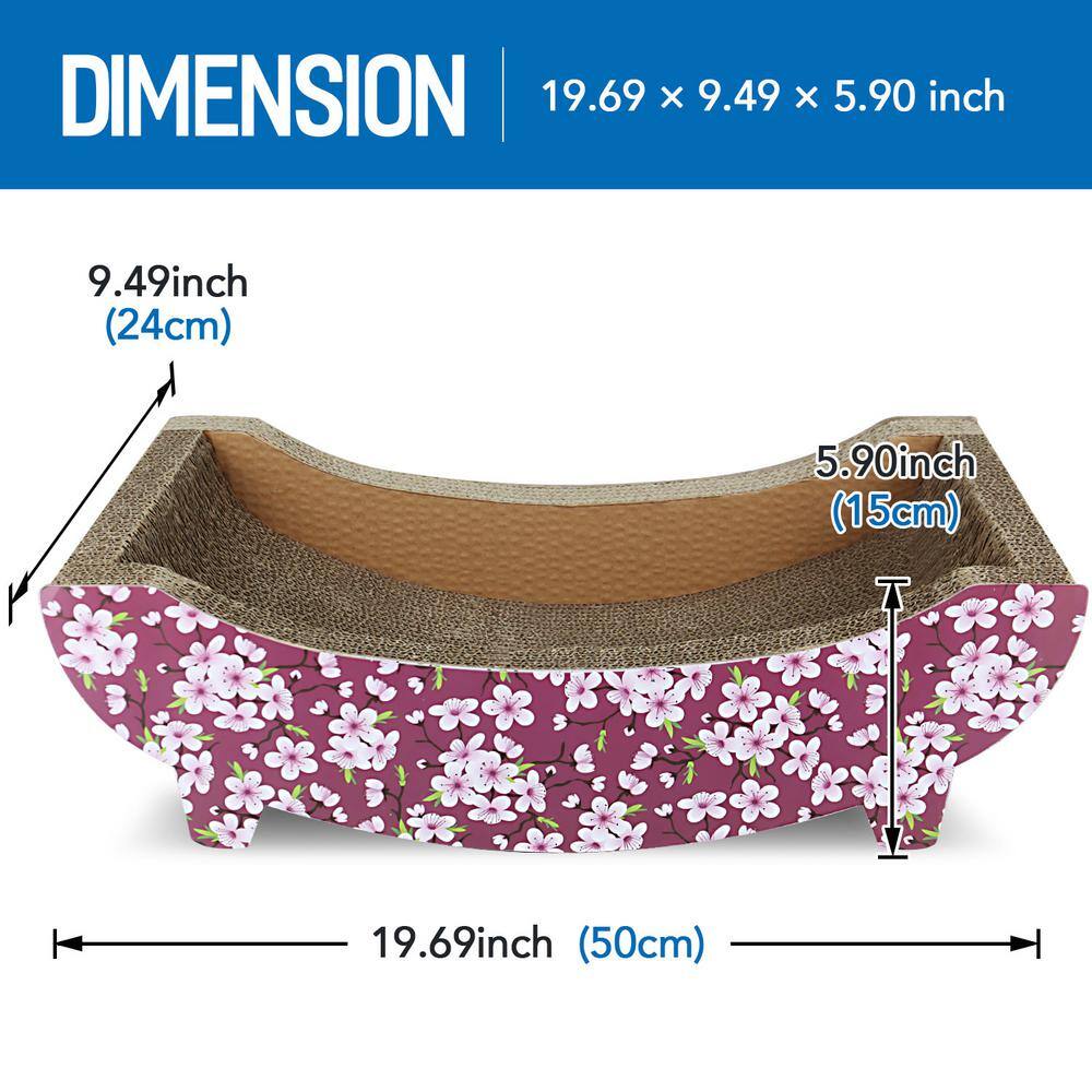None Cat Scratching Post Lounge Bed, Boat Shape Cat Scratcher Cardboard