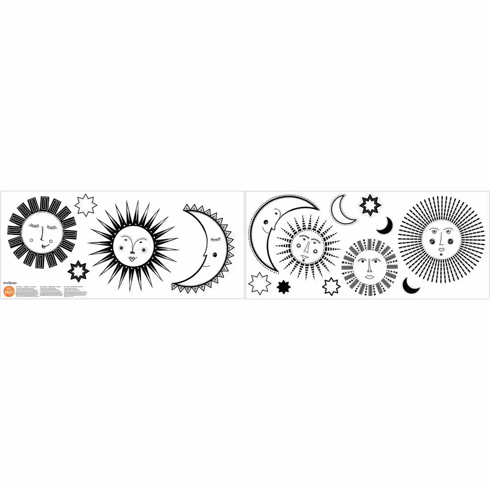 WallPops Black Sun Faces Wall Decal